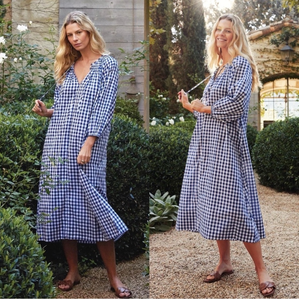 Blue Gingham Maxi Dress
